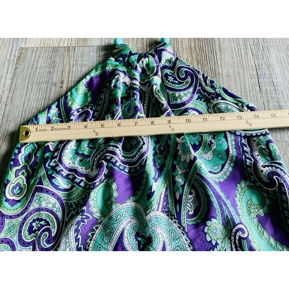 INC International Concepts Paisley Silk Blend Beaded Halter Top Women 10 Petite - Picture 2 of 7